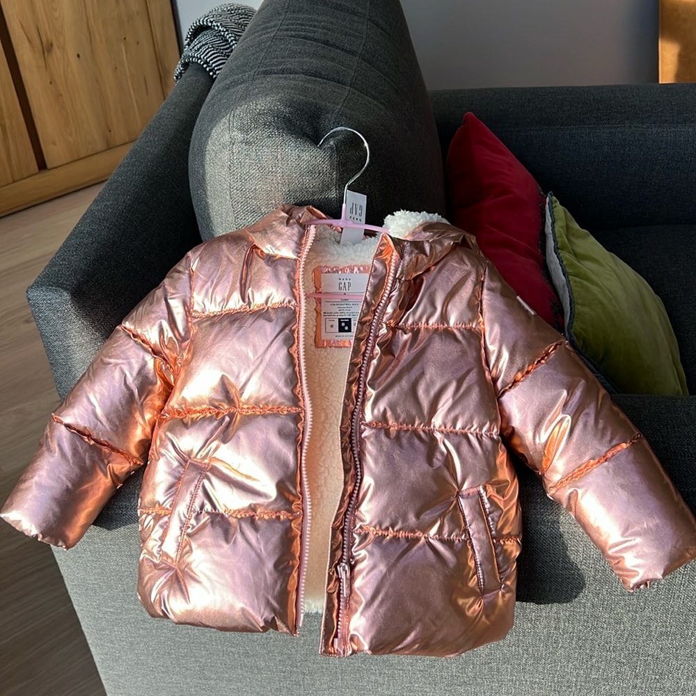 Very cute, brand new, Sherpa-lined puffer jacket